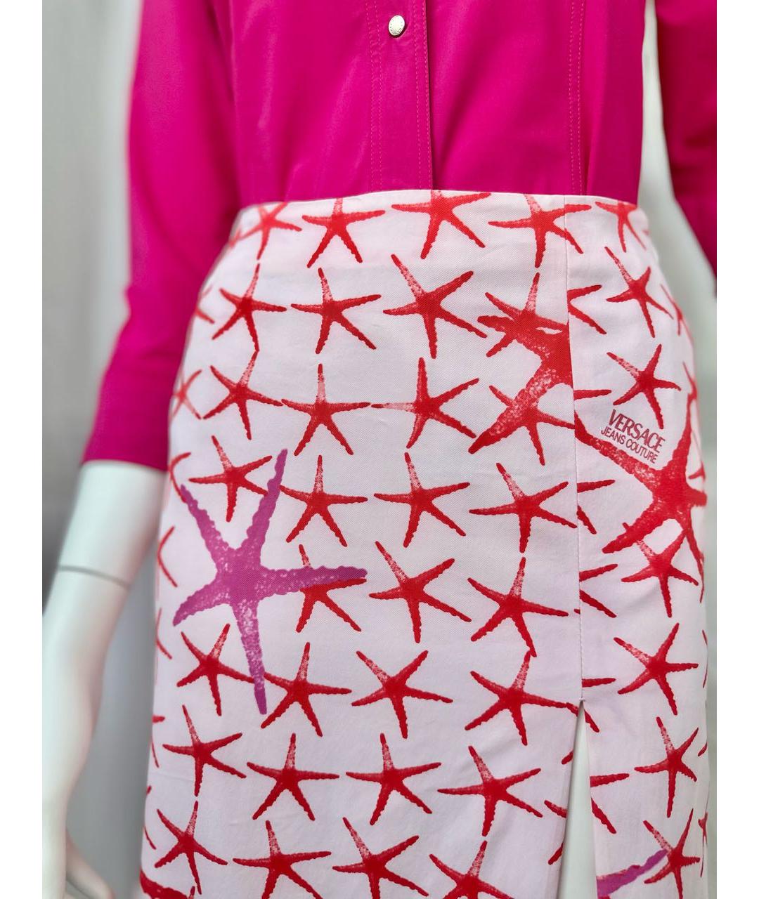 VERSACE JEANS COUTURE Розовая ацетатная юбка миди, фото 4