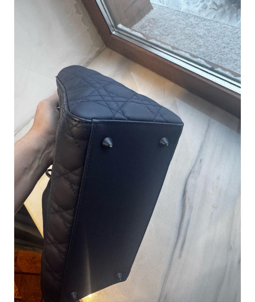 CHRISTIAN DIOR Темно-синяя кожаная сумка с короткими ручками, фото 5