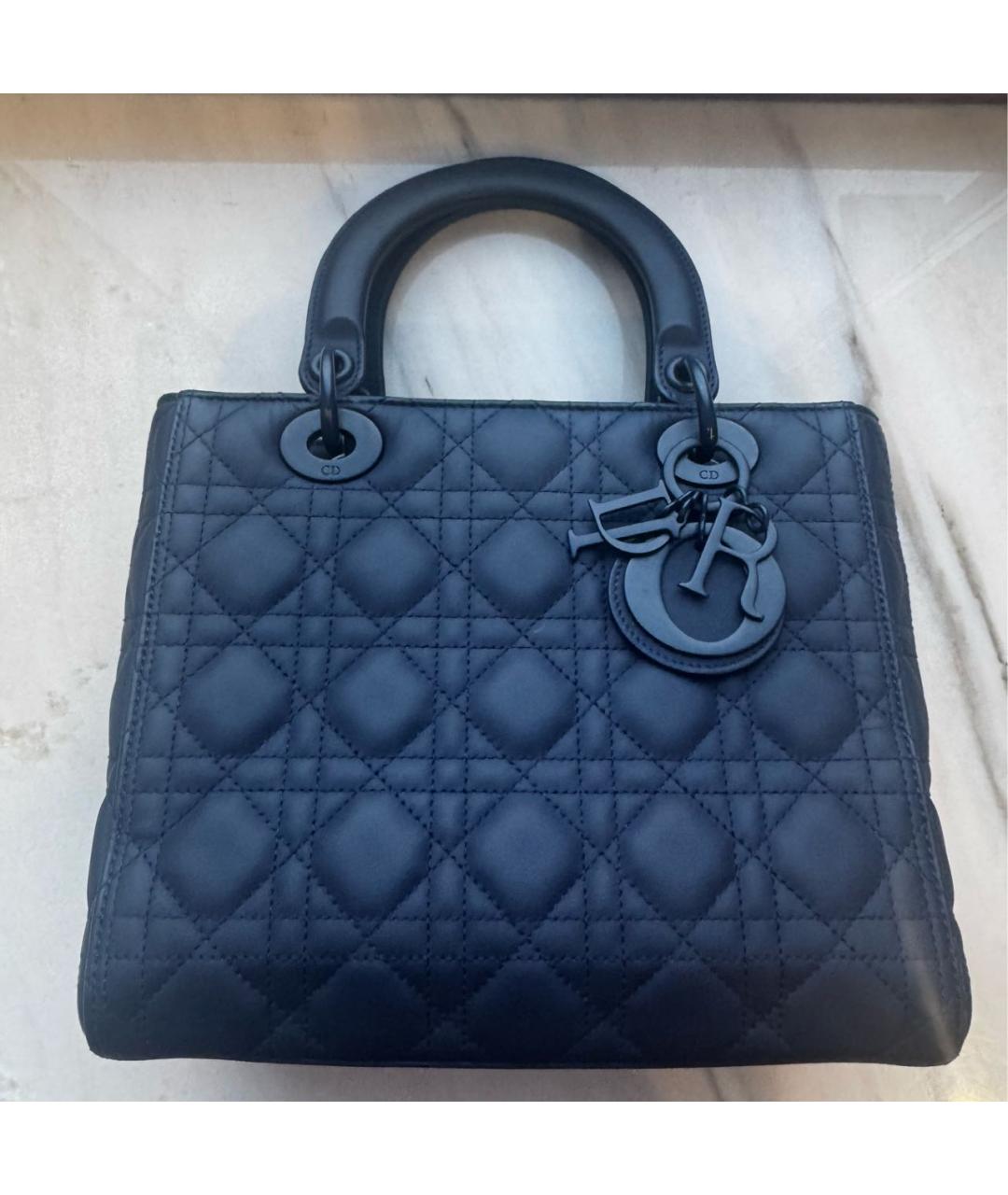 CHRISTIAN DIOR Темно-синяя кожаная сумка с короткими ручками, фото 7