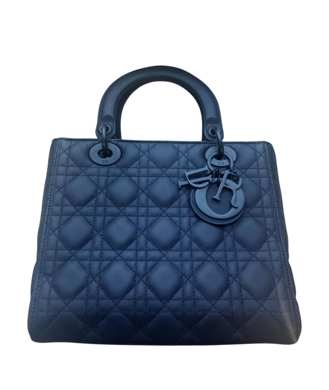 CHRISTIAN DIOR Темно-синяя кожаная сумка с короткими ручками, фото 8