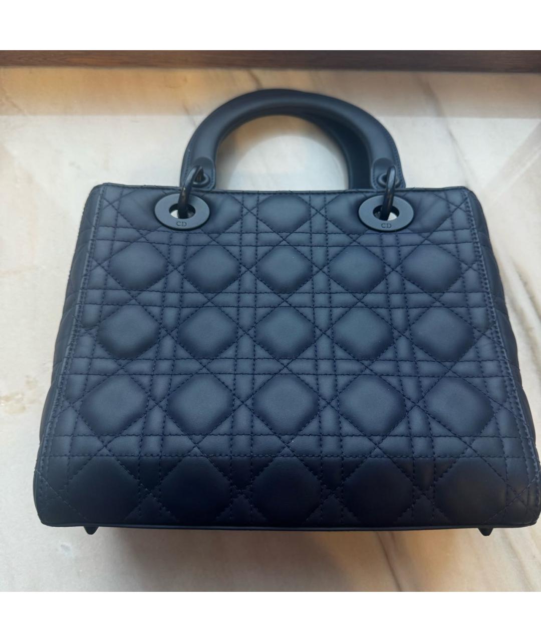 CHRISTIAN DIOR Темно-синяя кожаная сумка с короткими ручками, фото 2