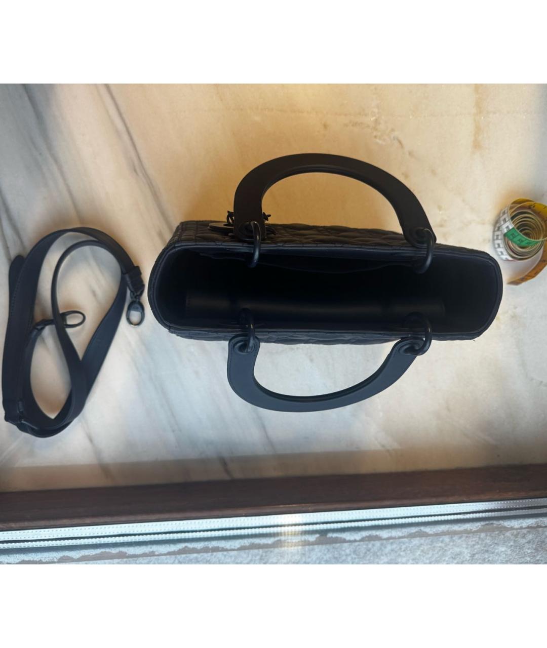 CHRISTIAN DIOR Темно-синяя кожаная сумка с короткими ручками, фото 6