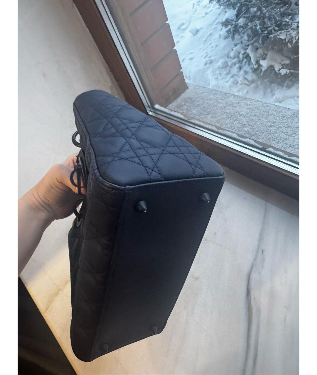 CHRISTIAN DIOR Темно-синяя кожаная сумка с короткими ручками, фото 4