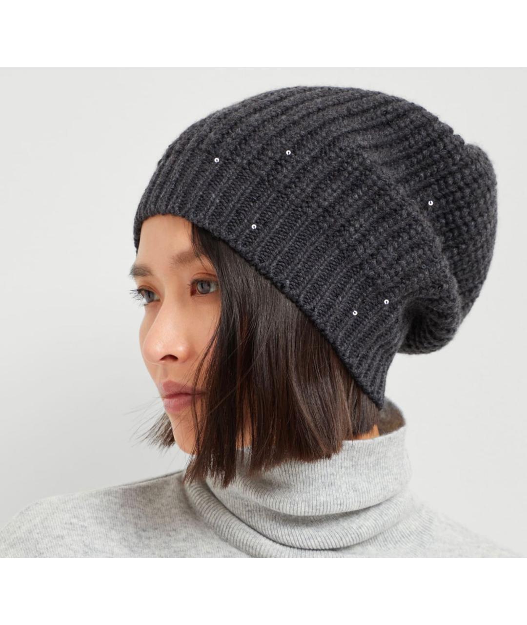 BRUNELLO CUCINELLI Черная кашемировая шапка, фото 3