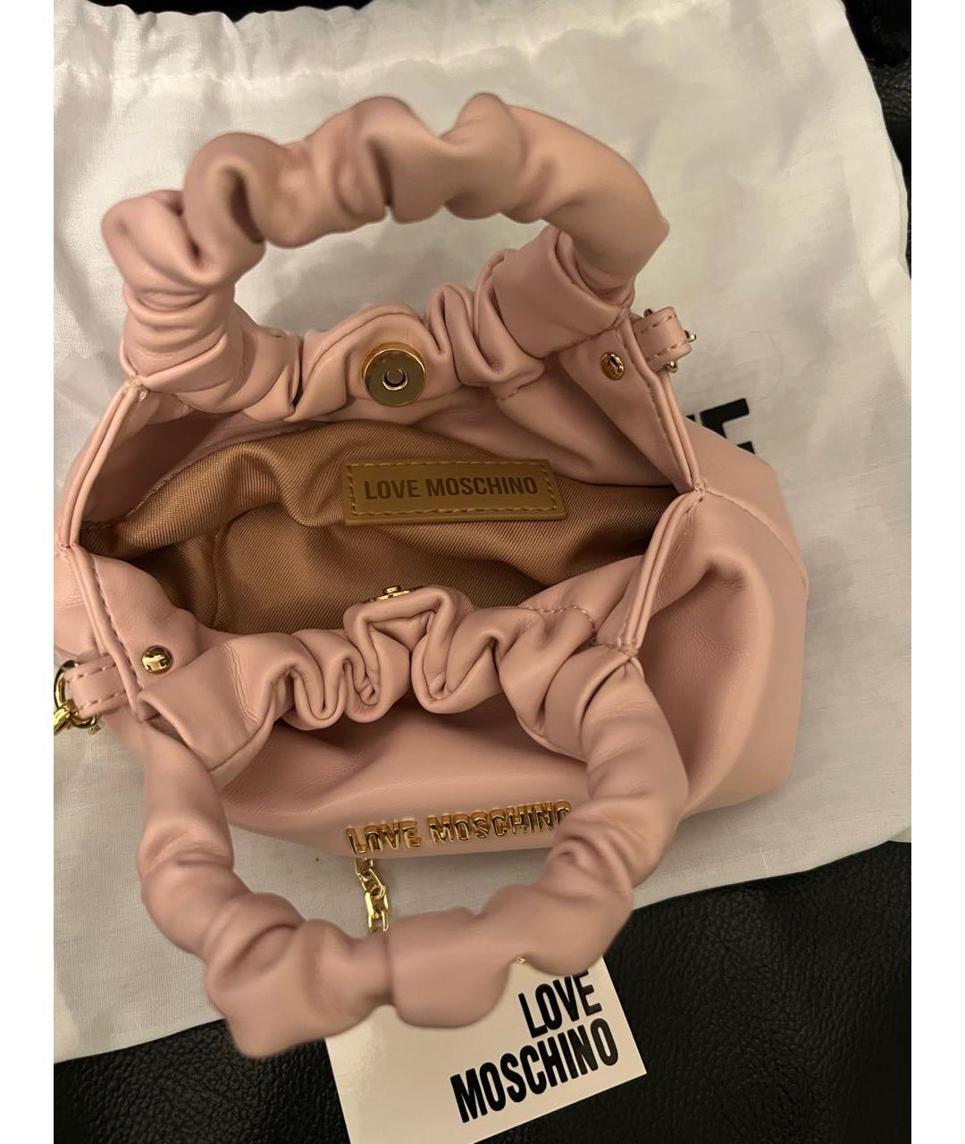 LOVE MOSCHINO Розовая сумка с короткими ручками из искусственной кожи, фото 4