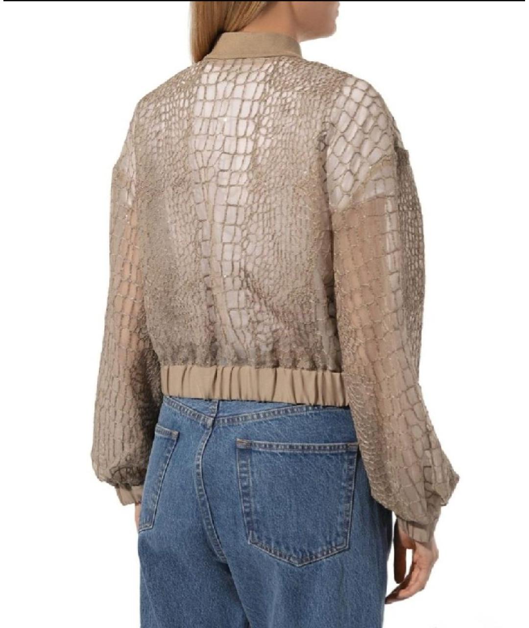 BRUNELLO CUCINELLI Бежевая шелковая блузы, фото 2