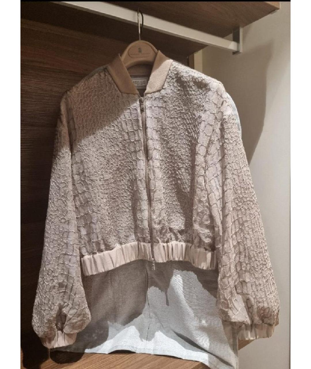 BRUNELLO CUCINELLI Бежевая шелковая блузы, фото 9