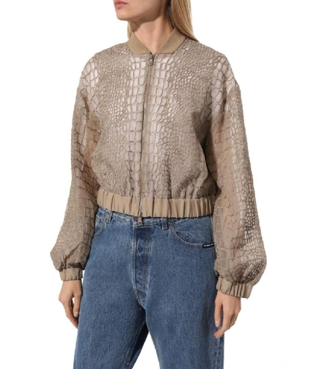 BRUNELLO CUCINELLI Бежевая шелковая блузы, фото 8