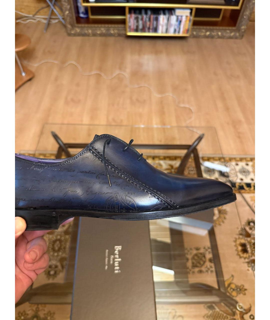 BERLUTI Синие кожаные низкие ботинки, фото 6