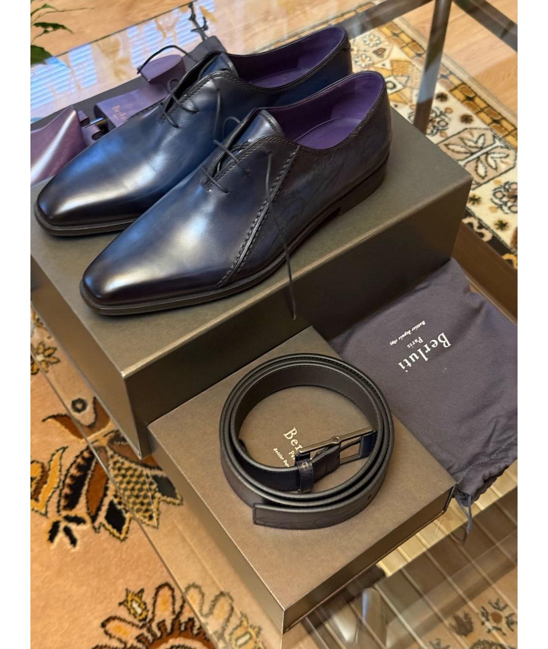 BERLUTI Синие кожаные низкие ботинки, фото 2