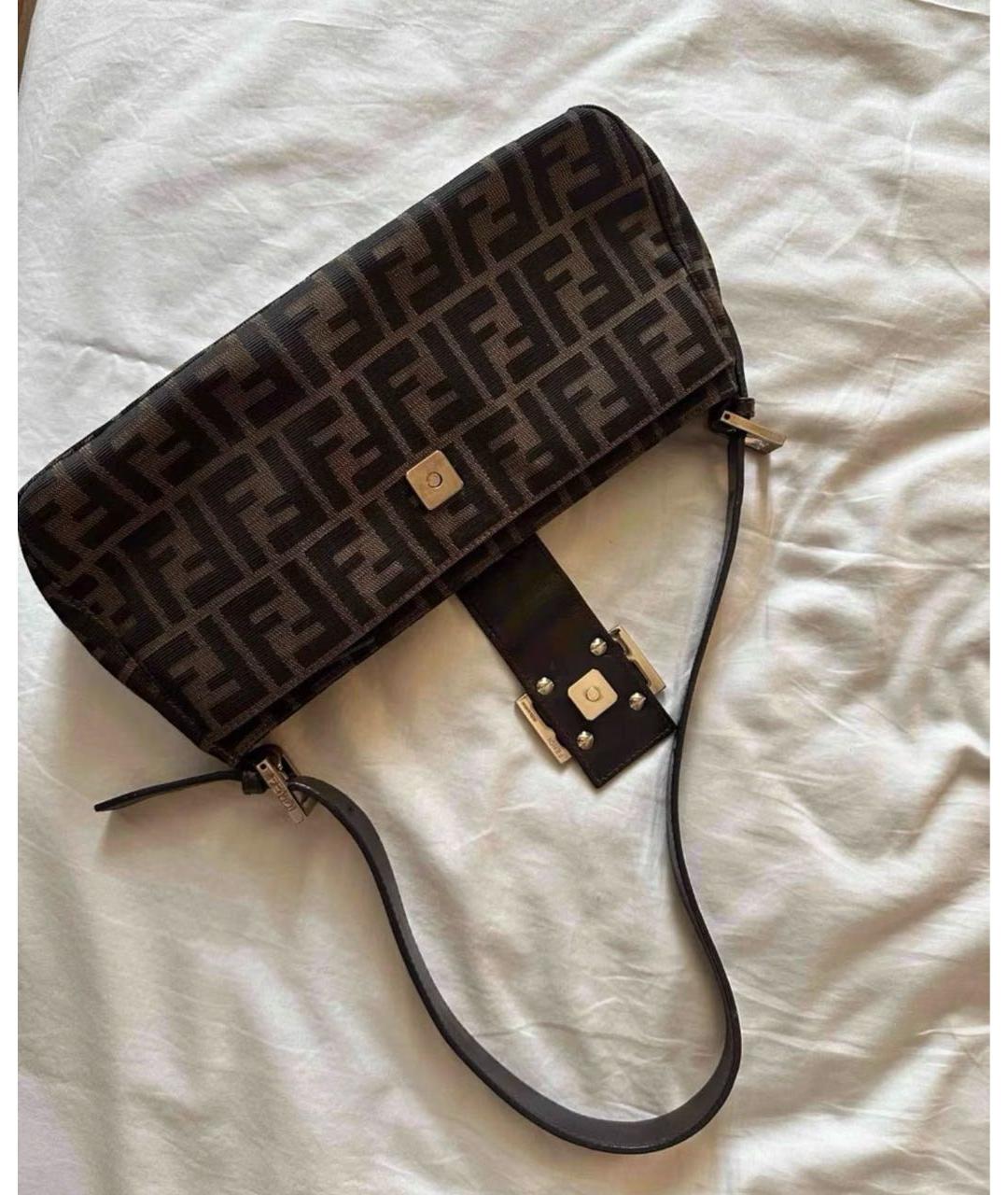 FENDI Коричневая жаккардовая сумка через плечо, фото 3