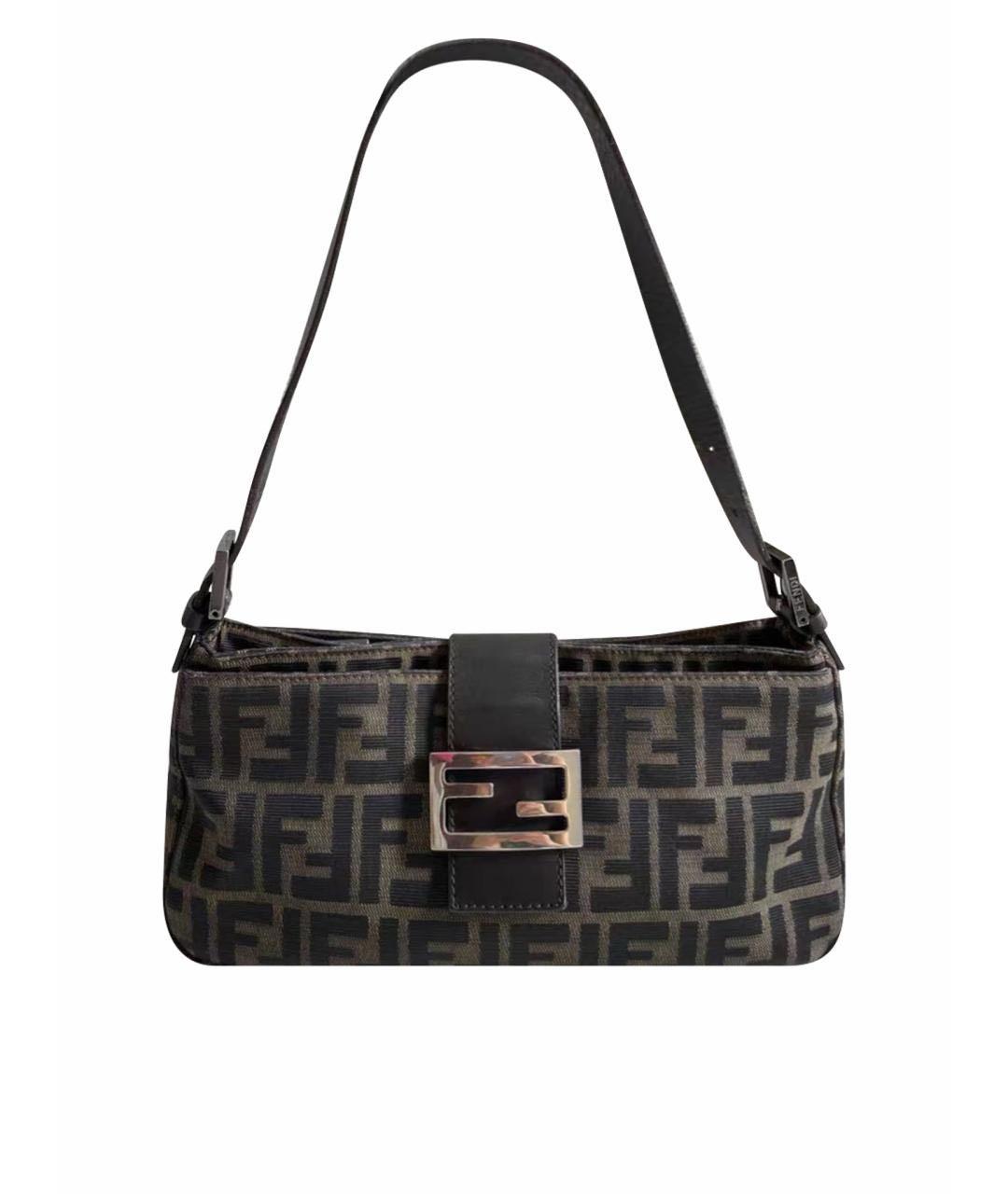 FENDI Коричневая жаккардовая сумка через плечо, фото 6