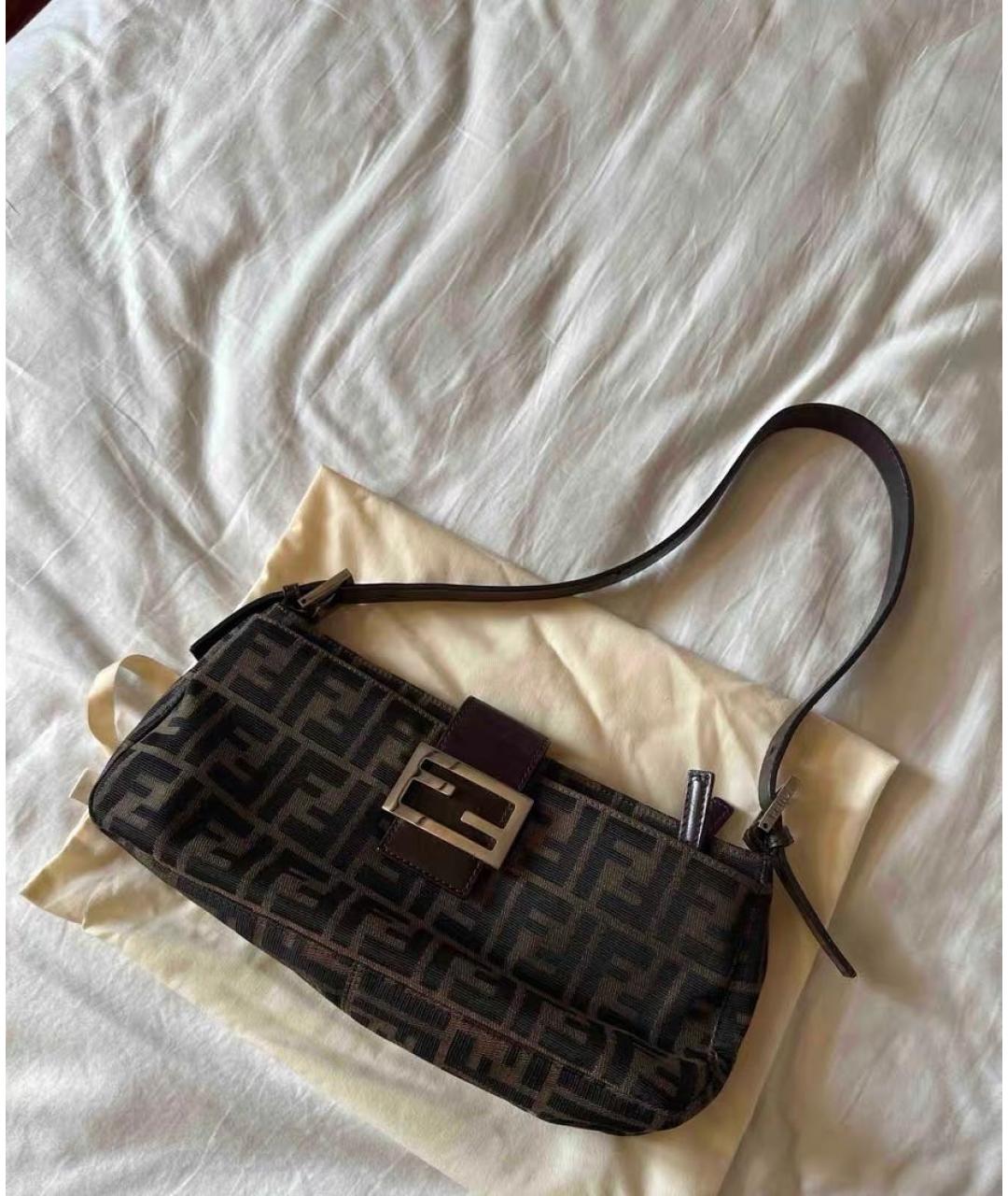 FENDI Коричневая жаккардовая сумка через плечо, фото 2