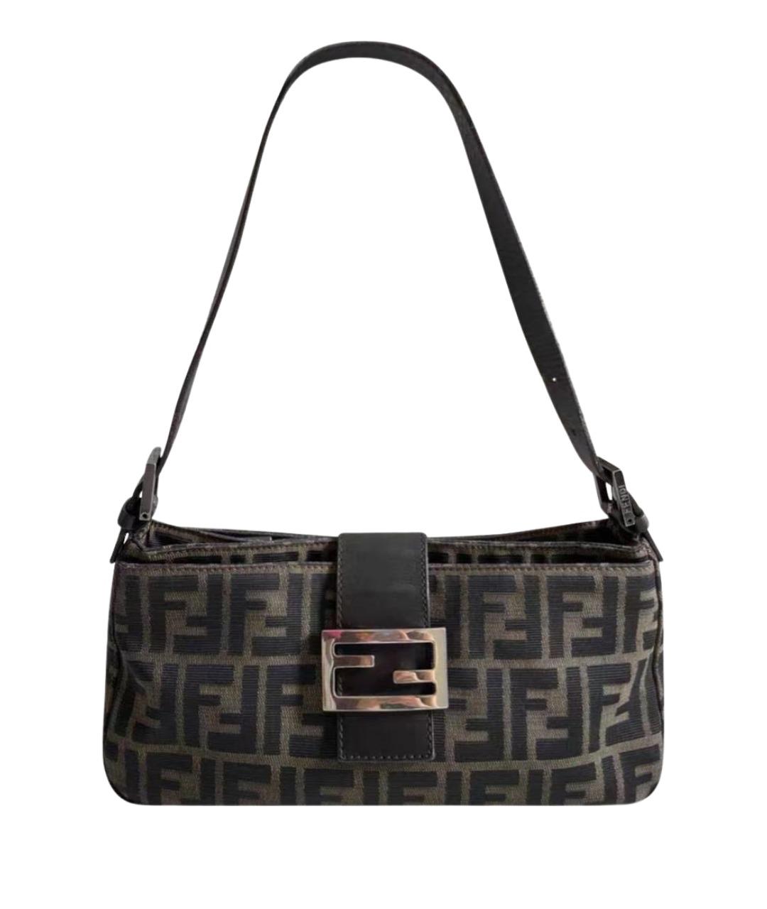 FENDI Коричневая жаккардовая сумка через плечо, фото 1