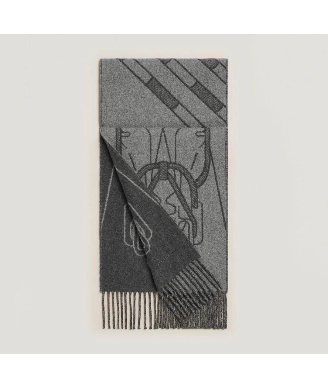HERMES Антрацитовый кашемировый шарф, фото 5