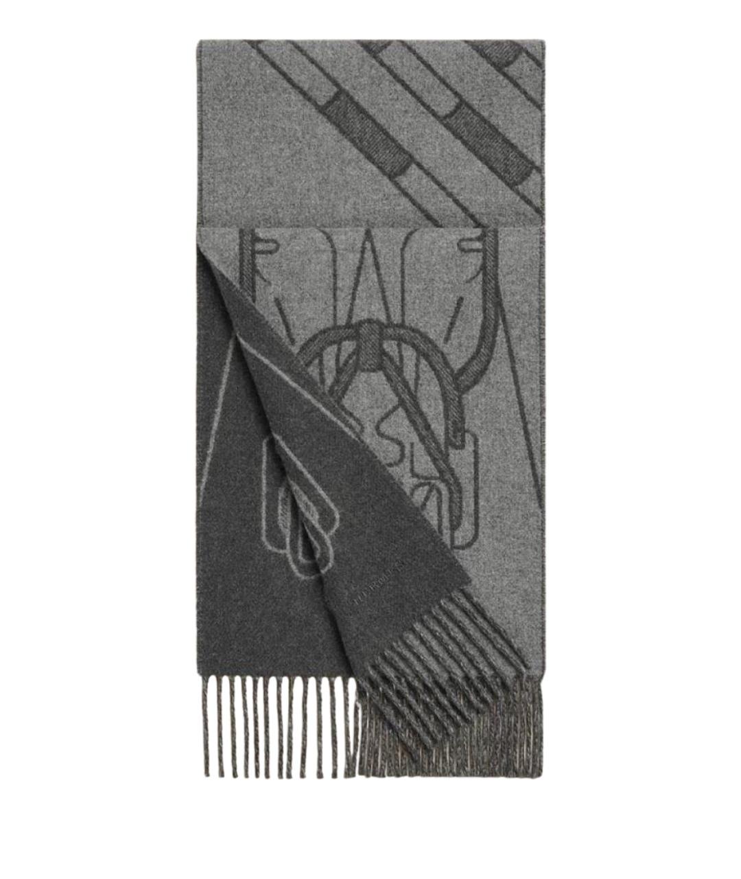 HERMES Антрацитовый кашемировый шарф, фото 1