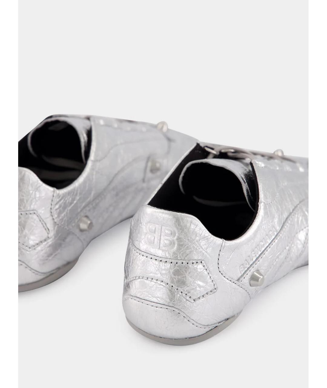 BALENCIAGA Серебряные кожаные кроссовки, фото 6