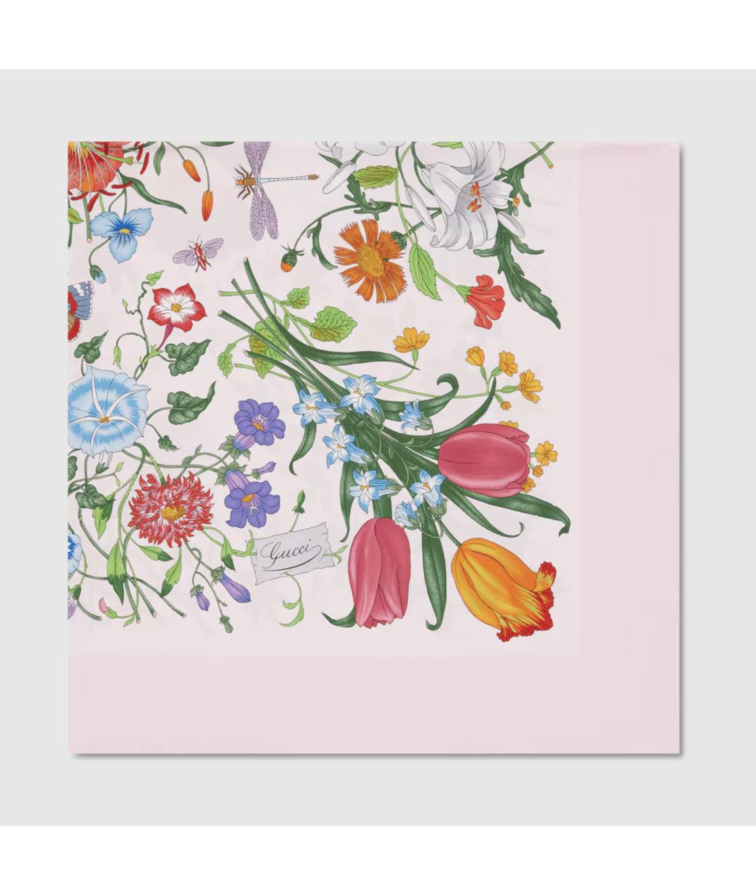 GUCCI Розовый шелковый платок, фото 2
