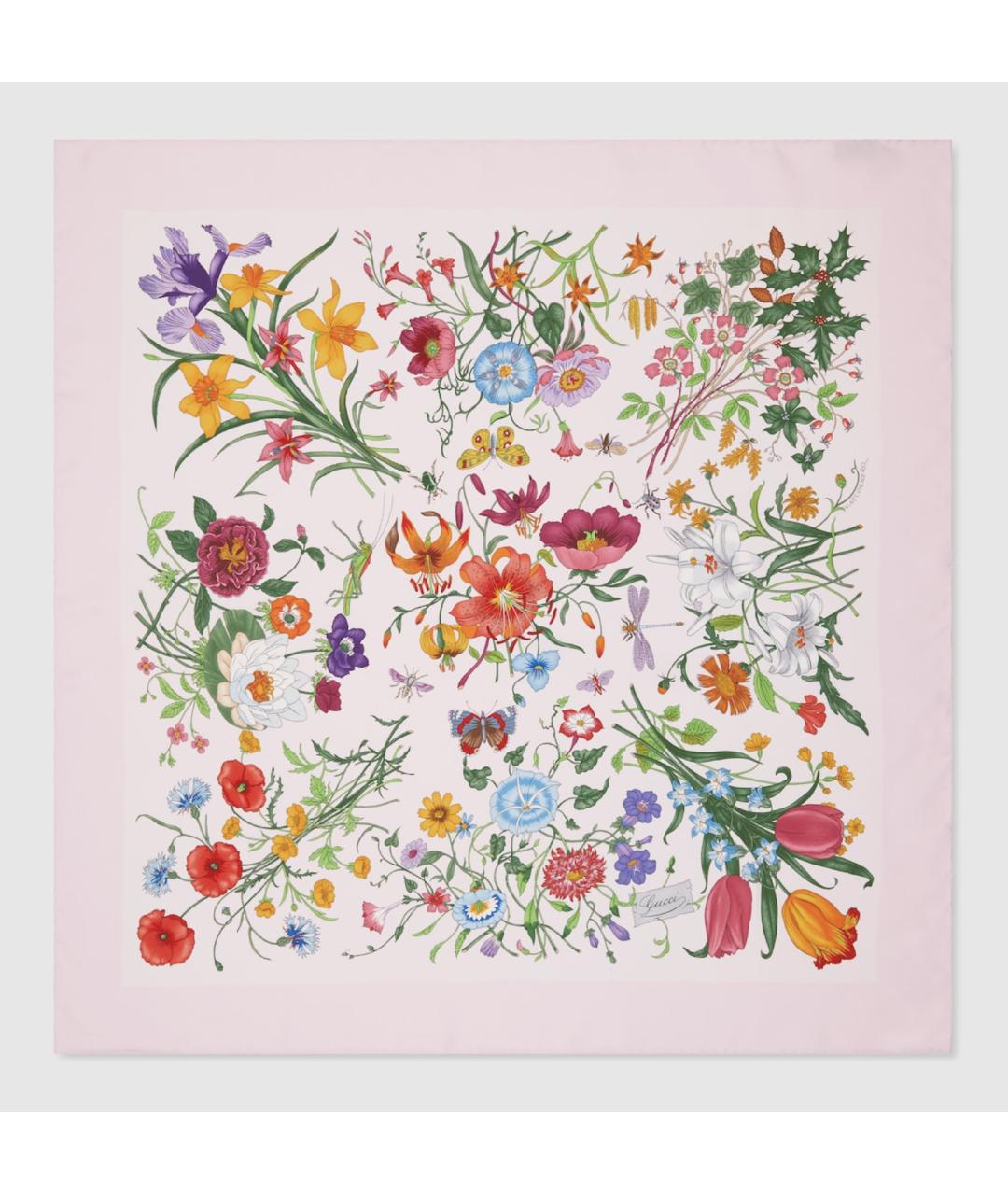 GUCCI Розовый шелковый платок, фото 3