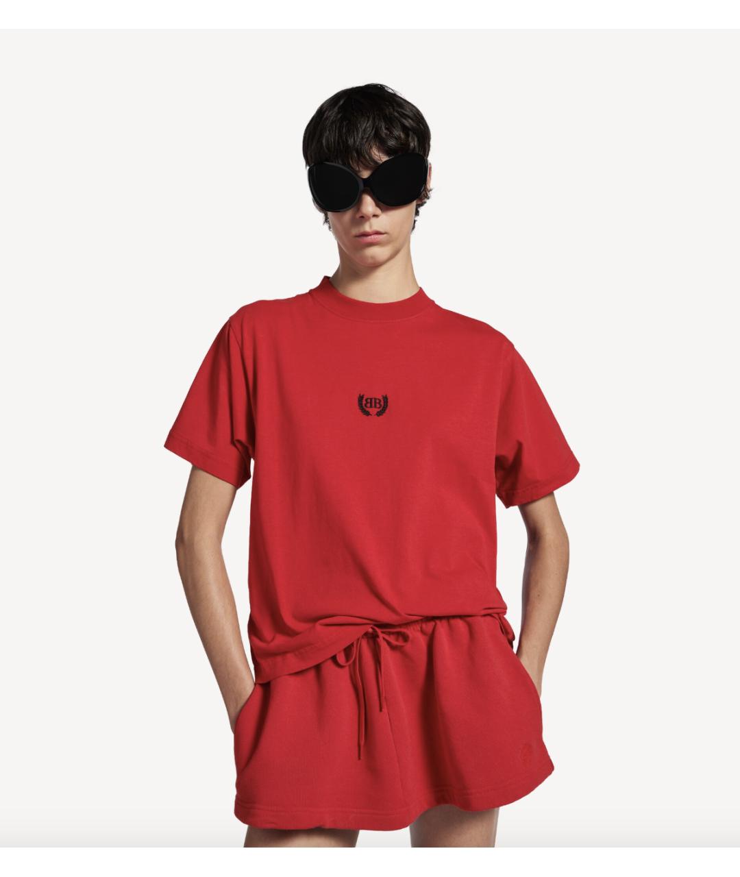 BALENCIAGA Красная хлопковая футболка, фото 3