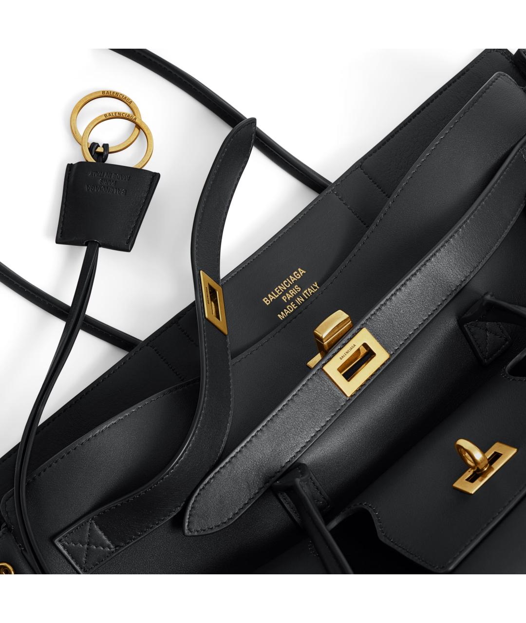 BALENCIAGA Черная кожаная сумка через плечо, фото 5
