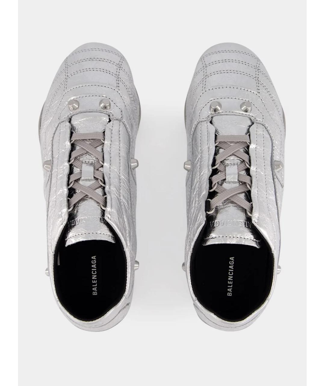 BALENCIAGA Серебряные кожаные кроссовки, фото 4