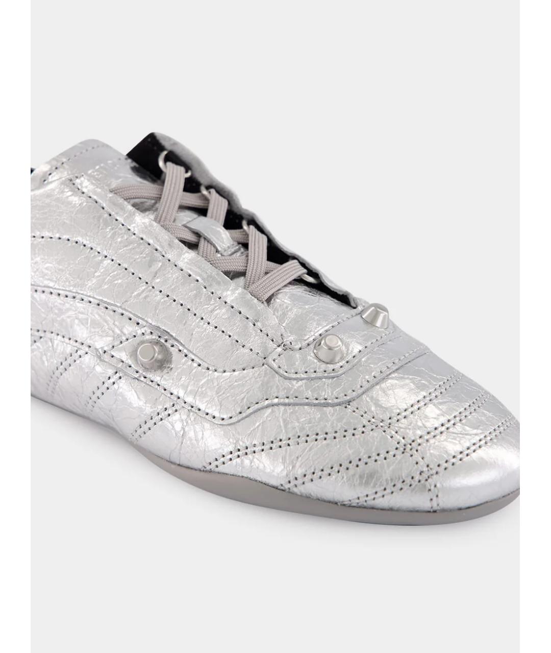BALENCIAGA Серебряные кожаные кроссовки, фото 7