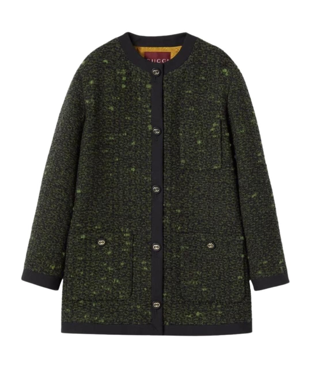 GUCCI Зеленый шерстяной жакет/пиджак, фото 1