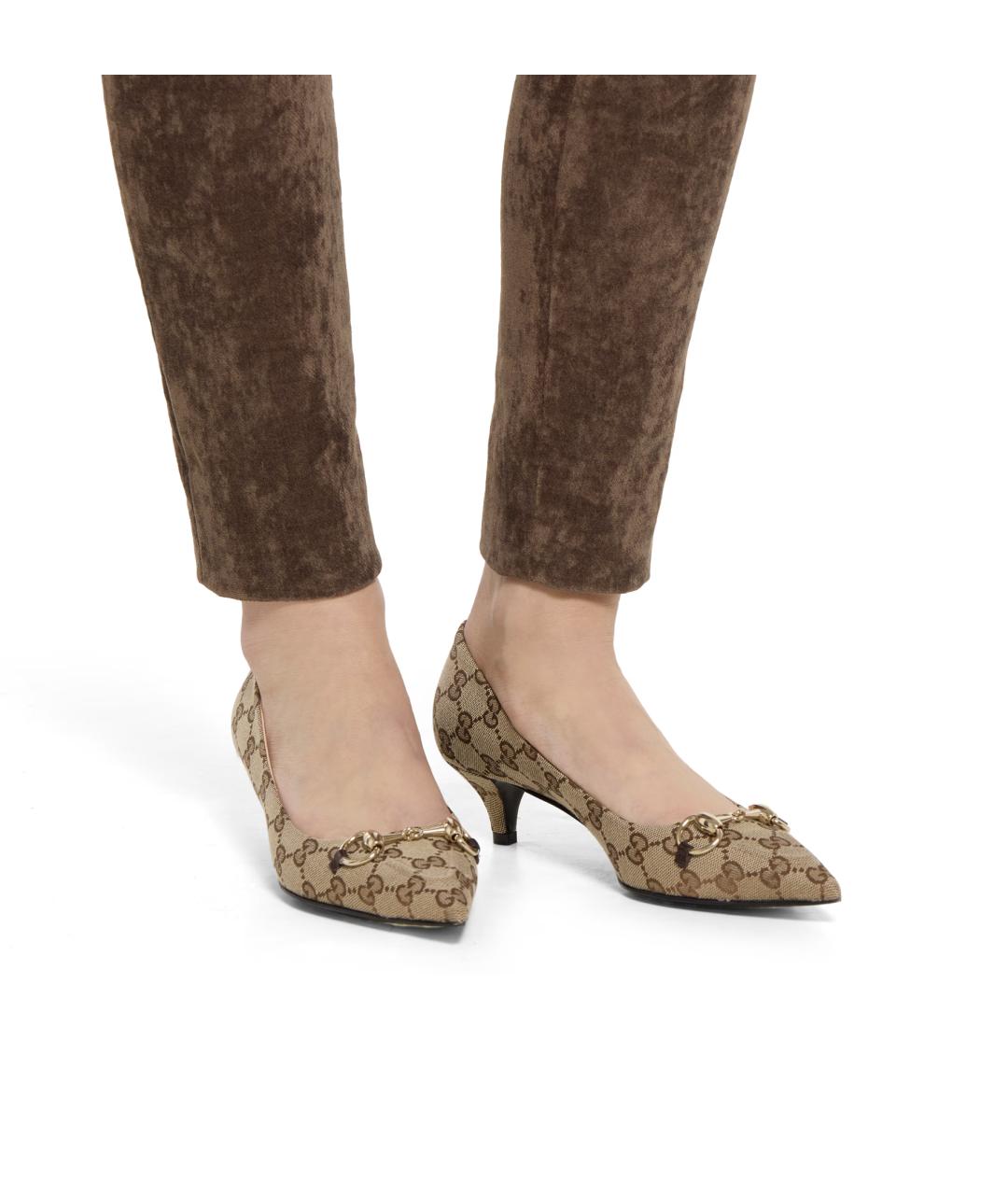 GUCCI Бежевые текстильные туфли, фото 4