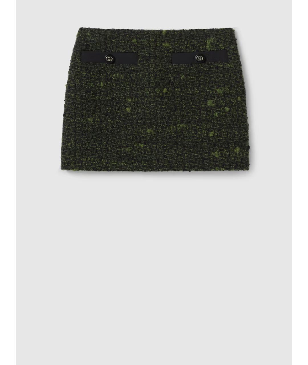 GUCCI Зеленая шерстяная юбка мини, фото 6
