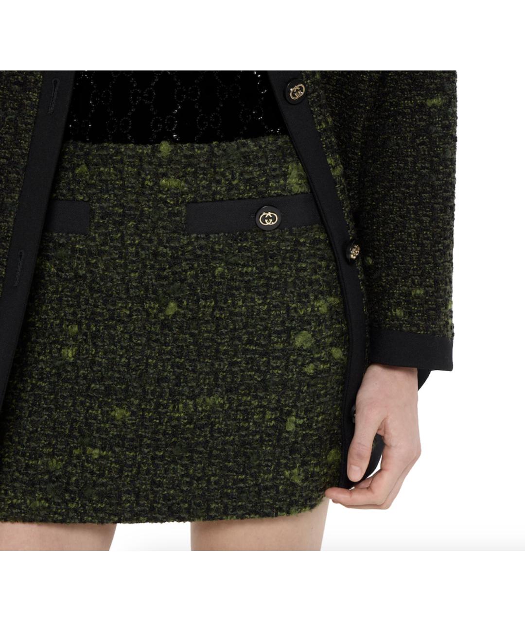 GUCCI Зеленая шерстяная юбка мини, фото 4