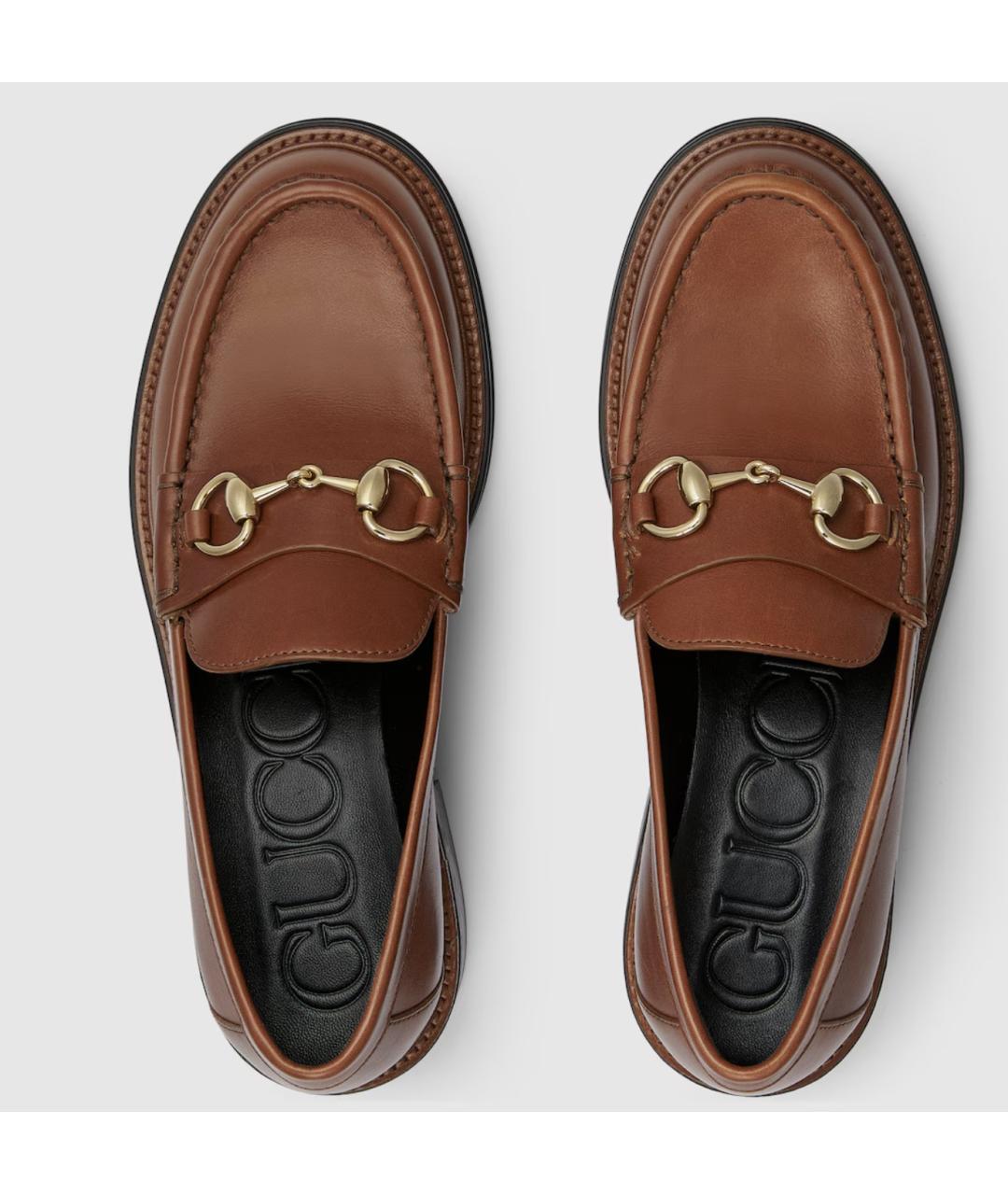 GUCCI Коричневые кожаные лоферы, фото 5