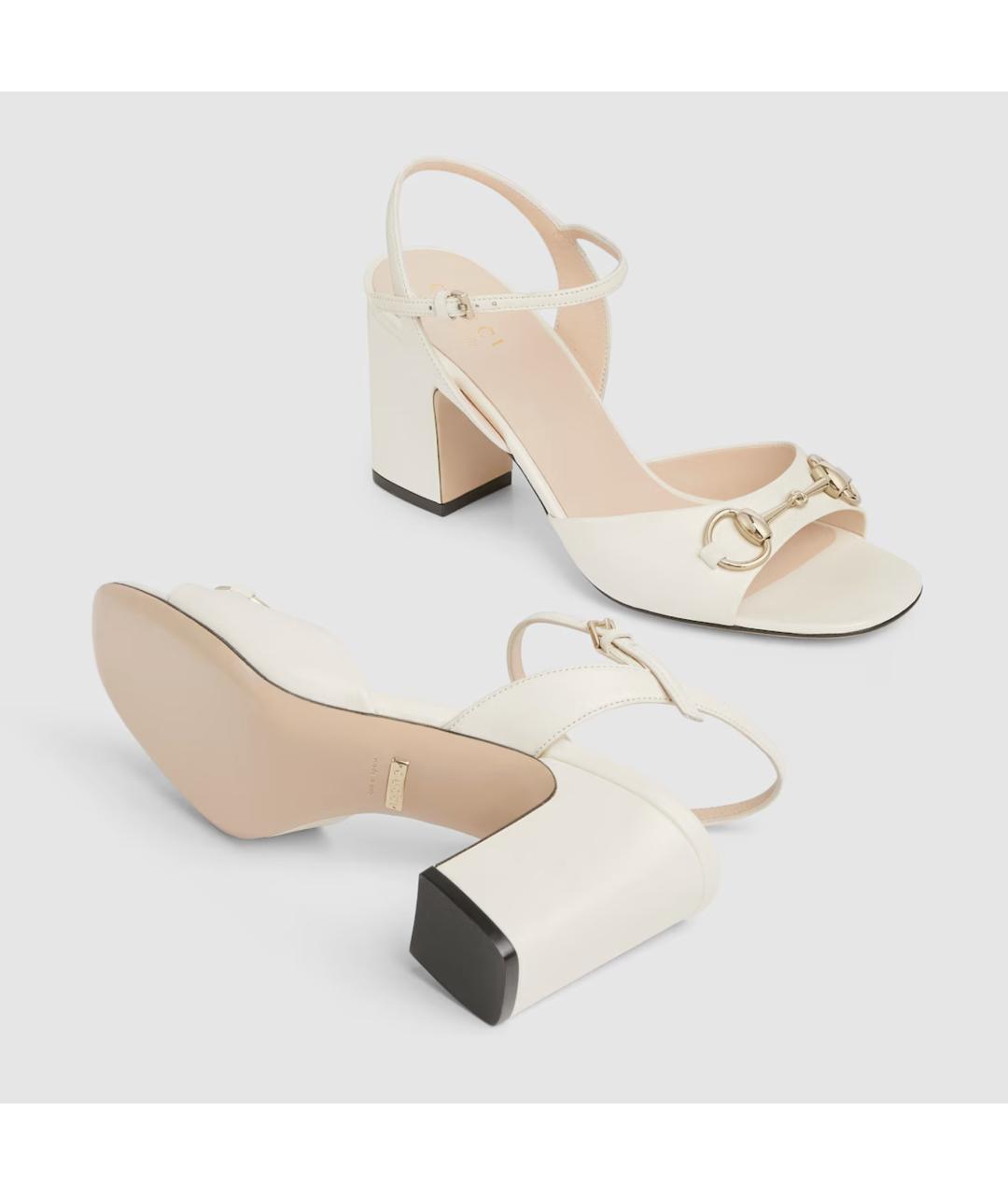 GUCCI Белые кожаные босоножки, фото 5