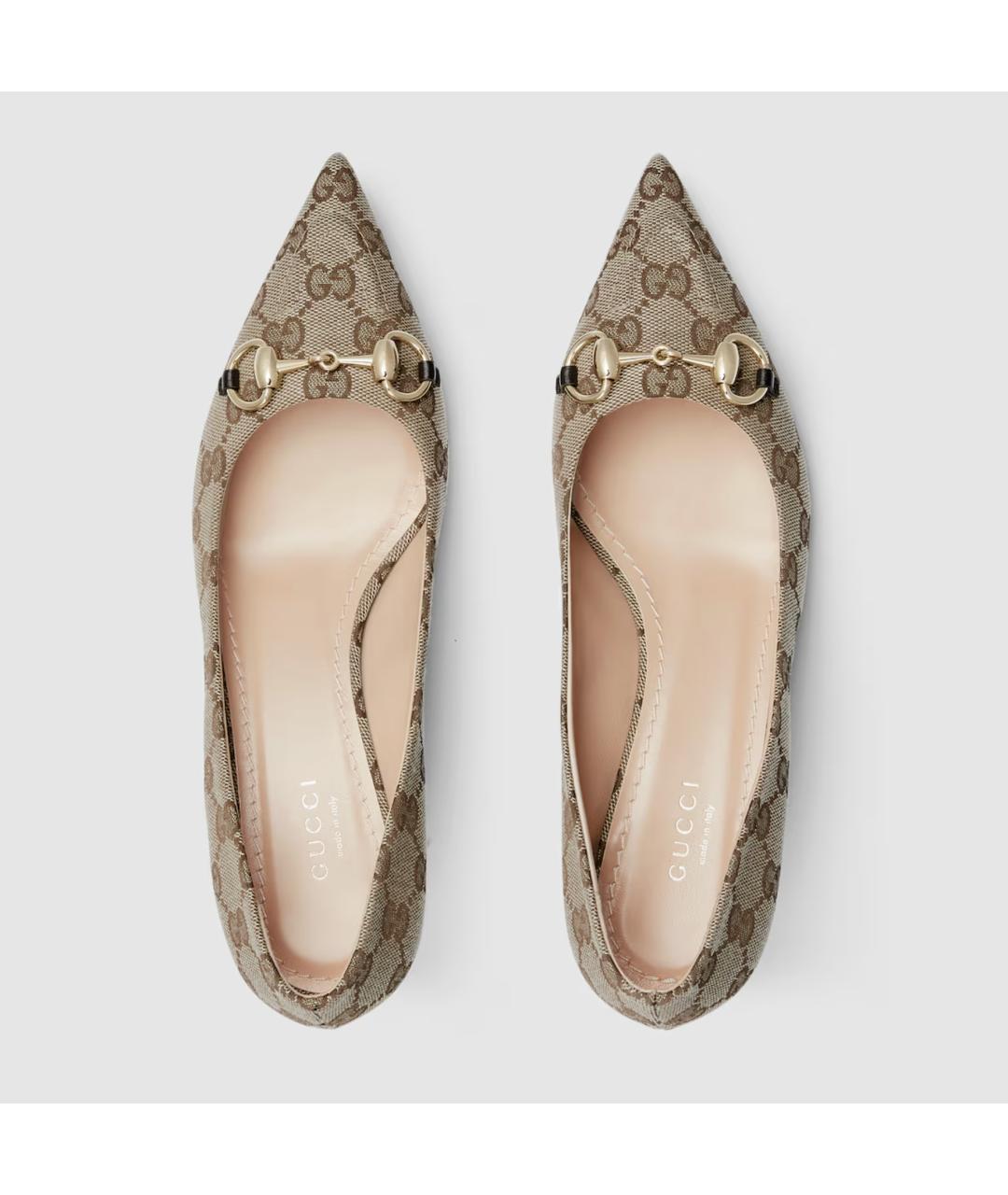 GUCCI Бежевые текстильные туфли, фото 6