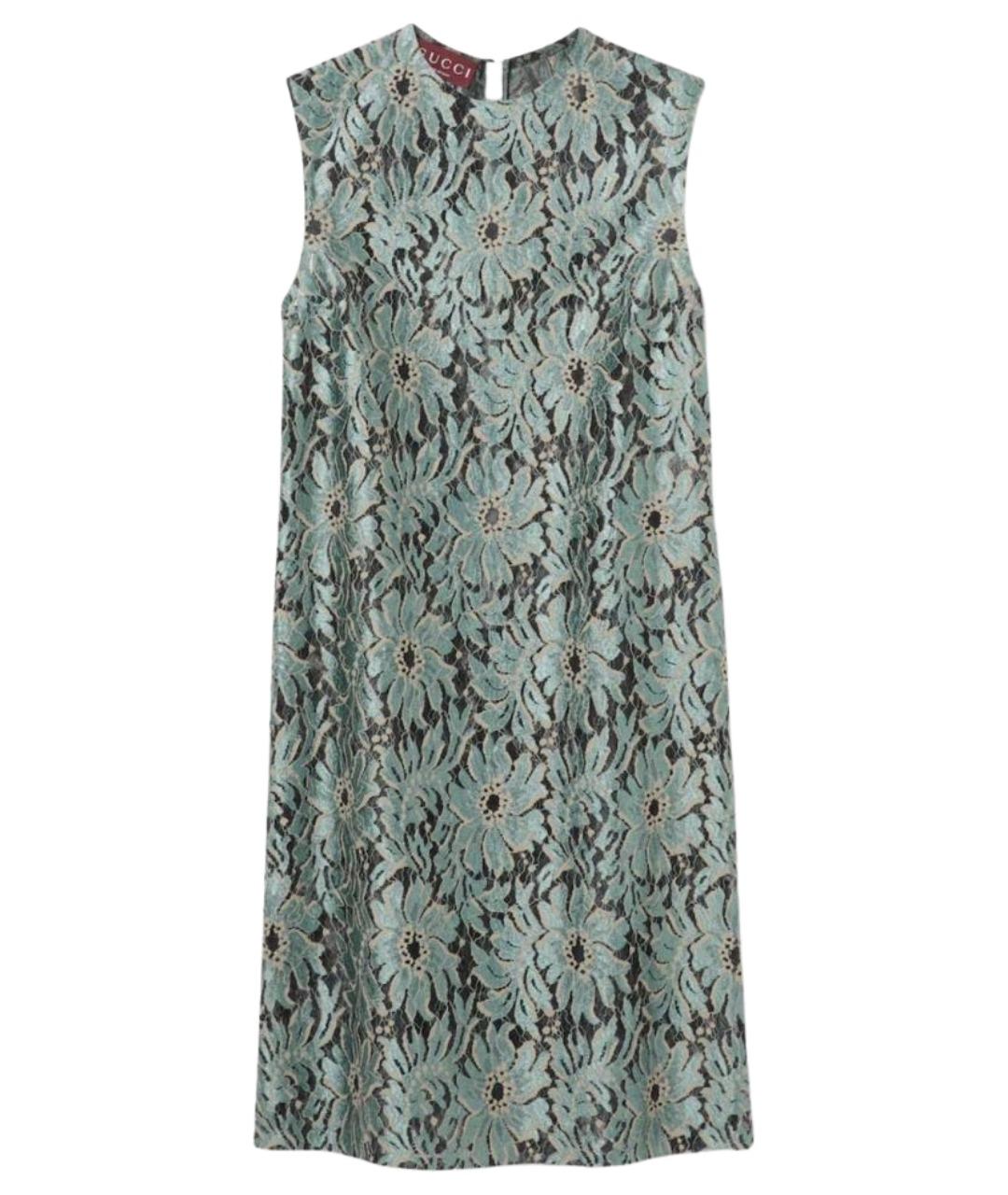 GUCCI Зеленые ацетатное коктейльное платье, фото 1