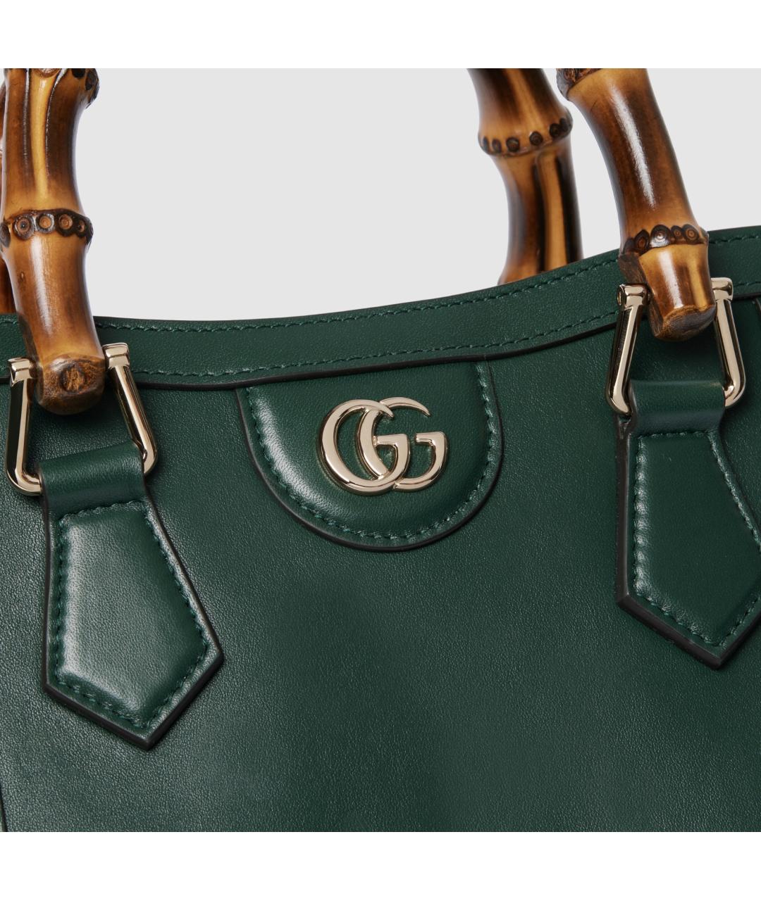 GUCCI Зеленая кожаная сумка тоут, фото 5