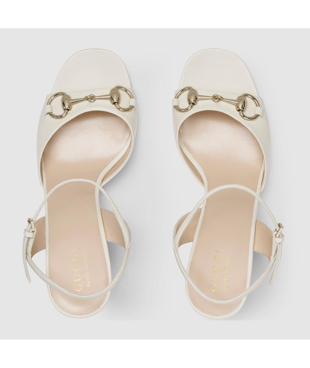 GUCCI Белые кожаные босоножки, фото 4