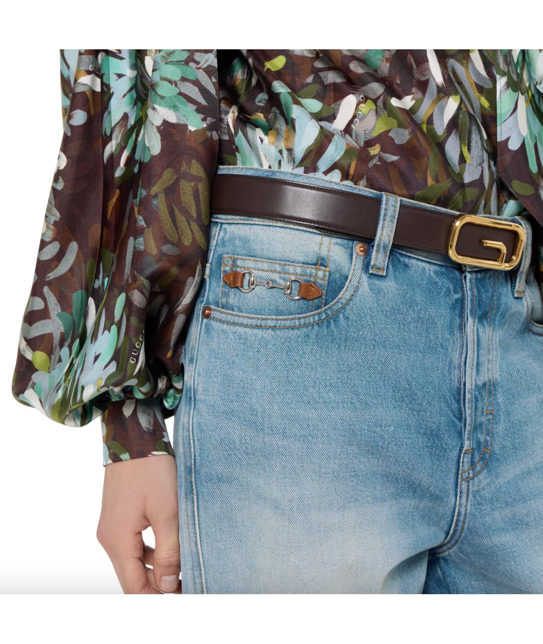 GUCCI Голубые хлопковые джинсы клеш, фото 3