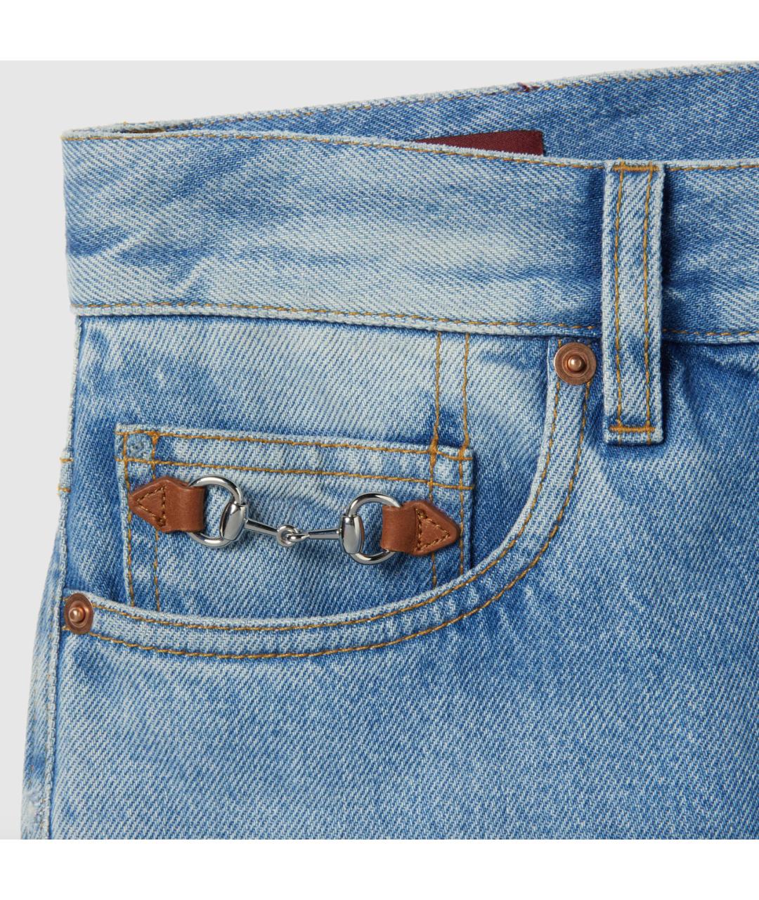 GUCCI Голубые хлопковые джинсы клеш, фото 6