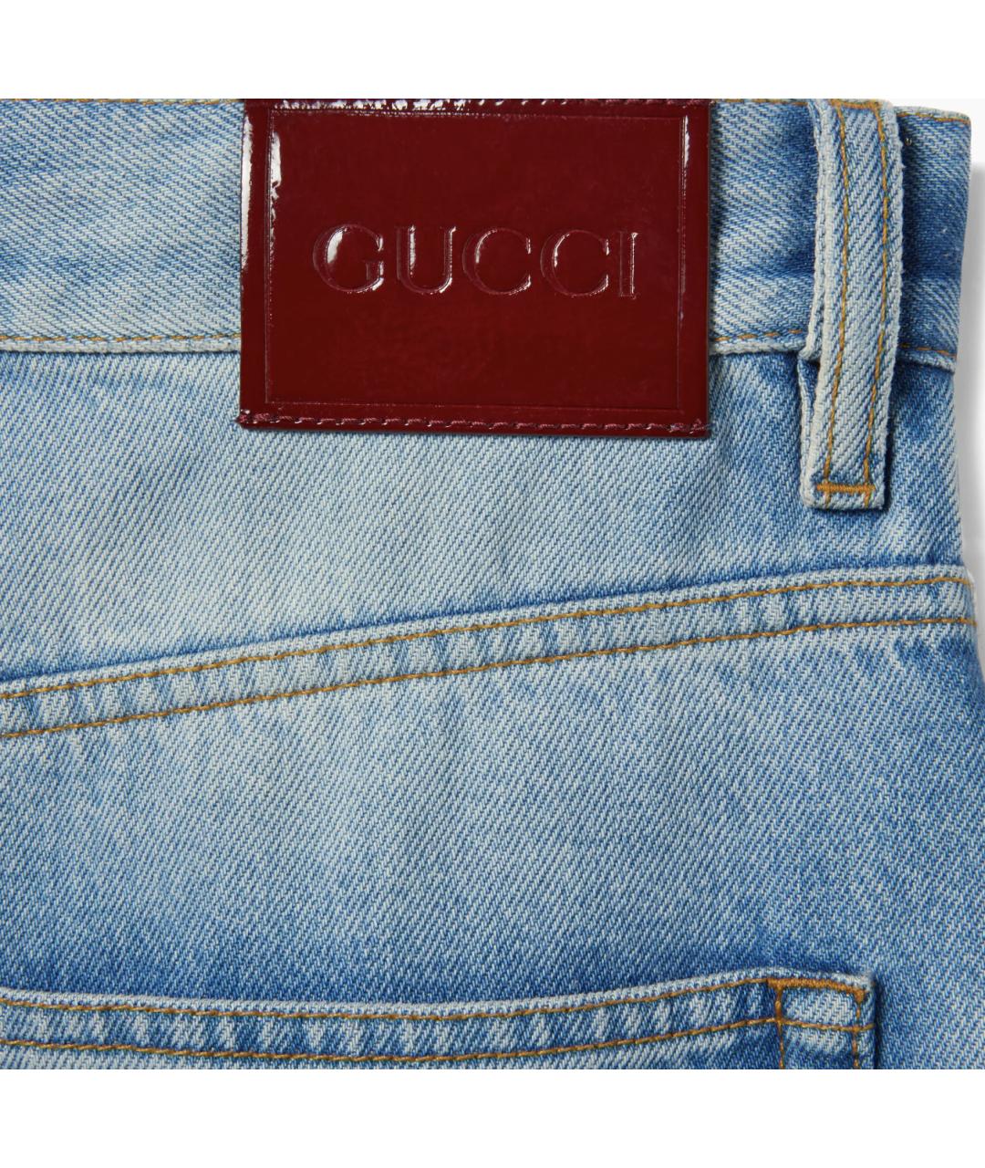 GUCCI Голубые хлопковые джинсы клеш, фото 5