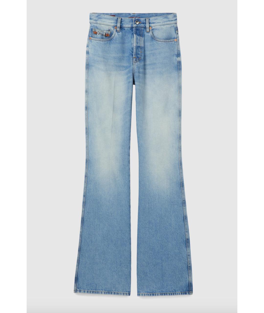 GUCCI Голубые хлопковые джинсы клеш, фото 7