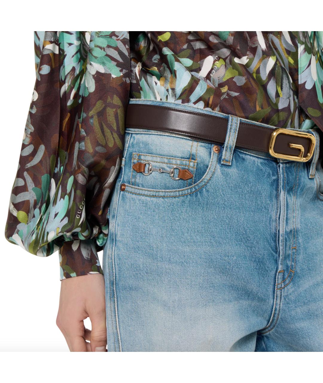 GUCCI Голубые хлопковые джинсы клеш, фото 3