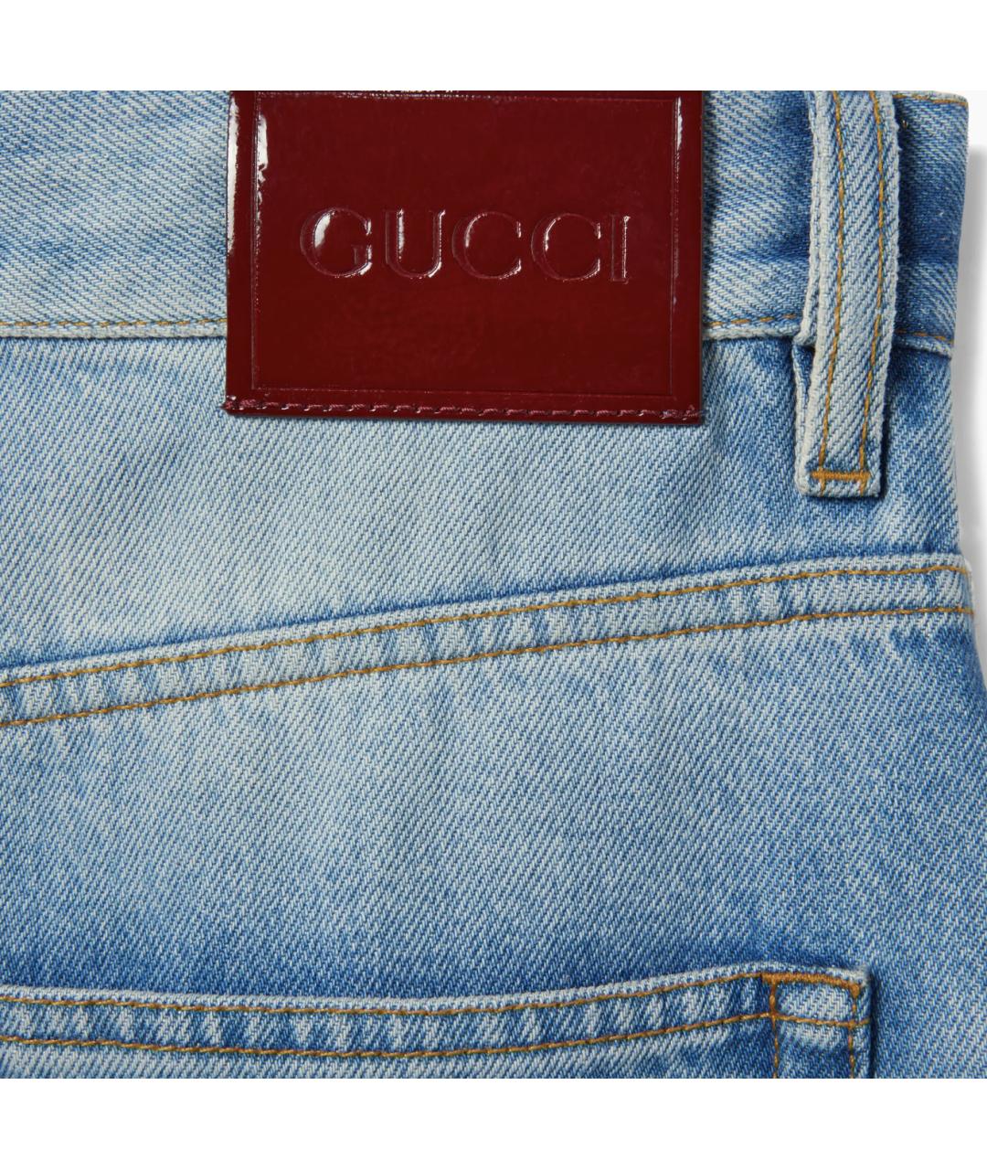 GUCCI Голубые хлопковые джинсы клеш, фото 5