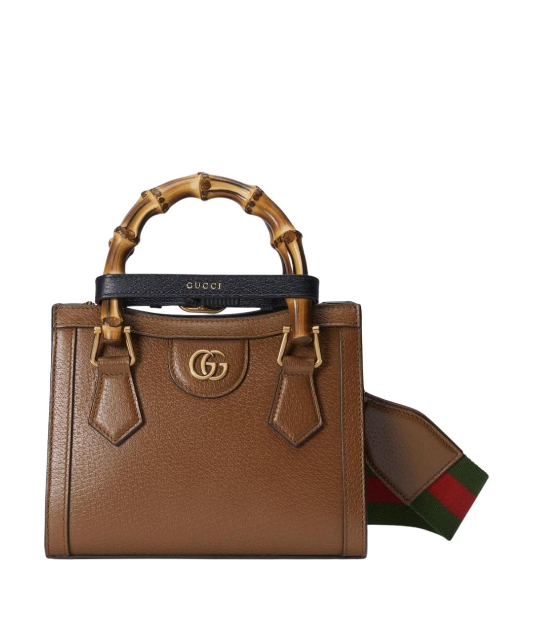 GUCCI Коричневая кожаная сумка тоут, фото 1