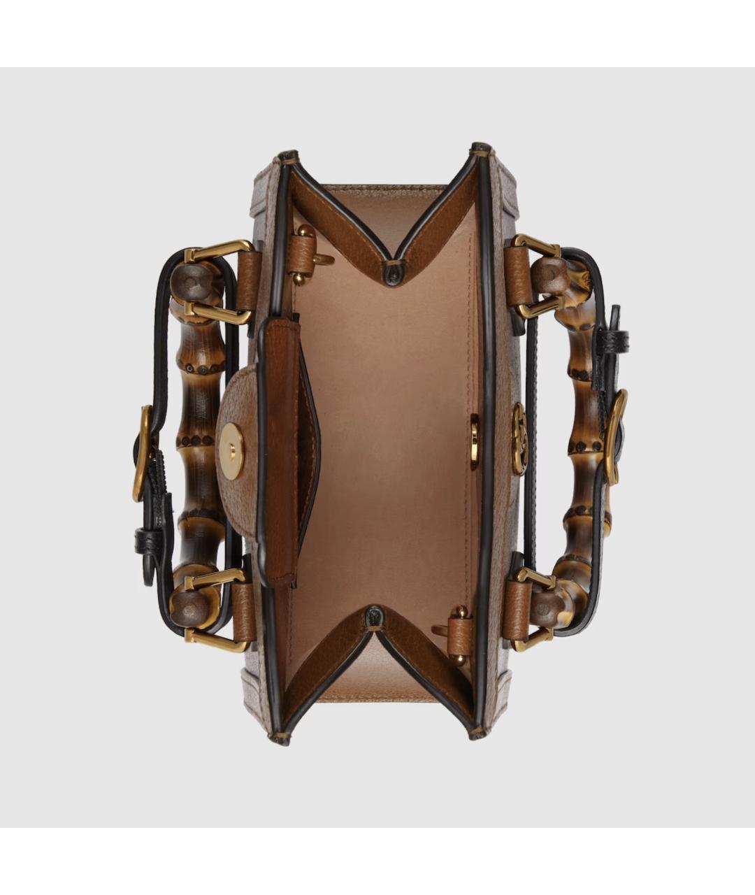 GUCCI Коричневая кожаная сумка тоут, фото 6