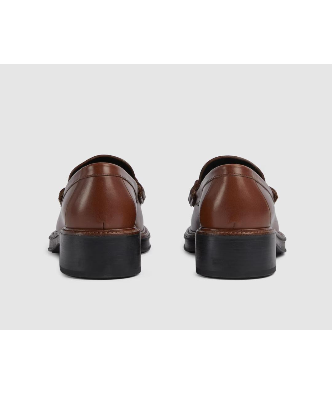 GUCCI Коричневые кожаные лоферы, фото 4