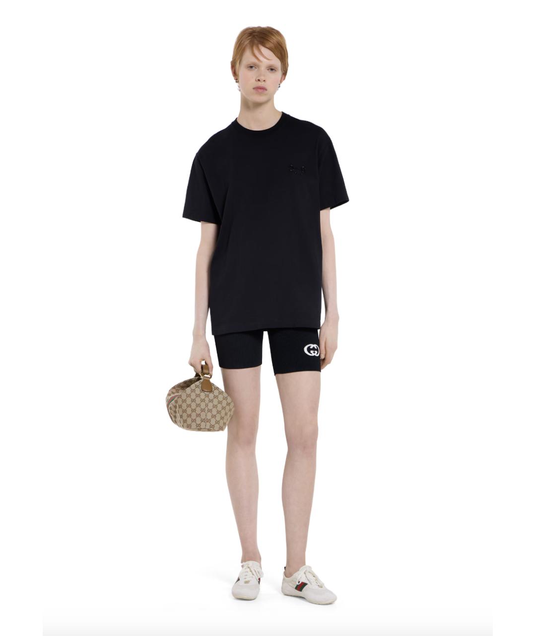 GUCCI Черная хлопковая футболка, фото 2
