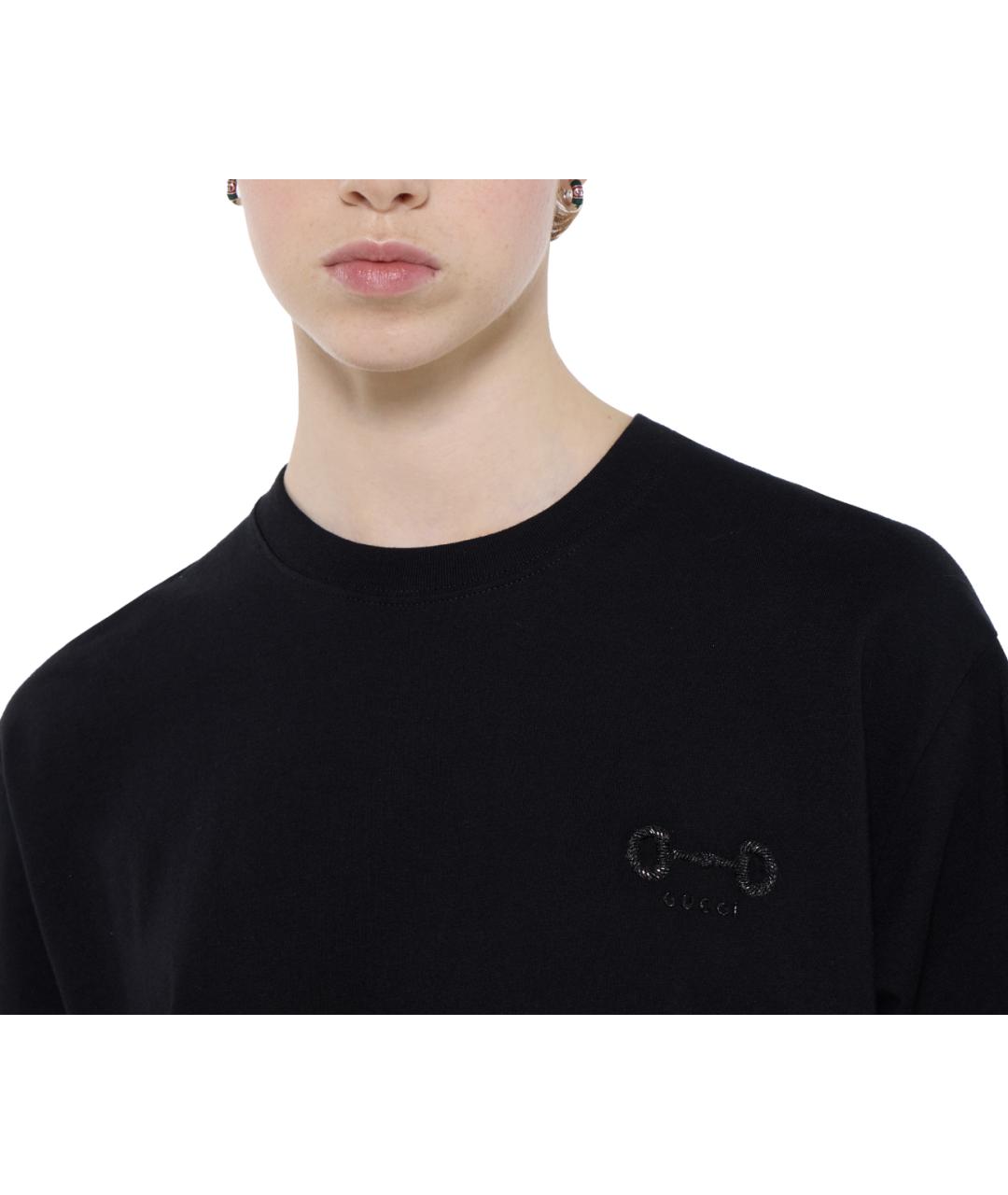 GUCCI Черная хлопковая футболка, фото 3