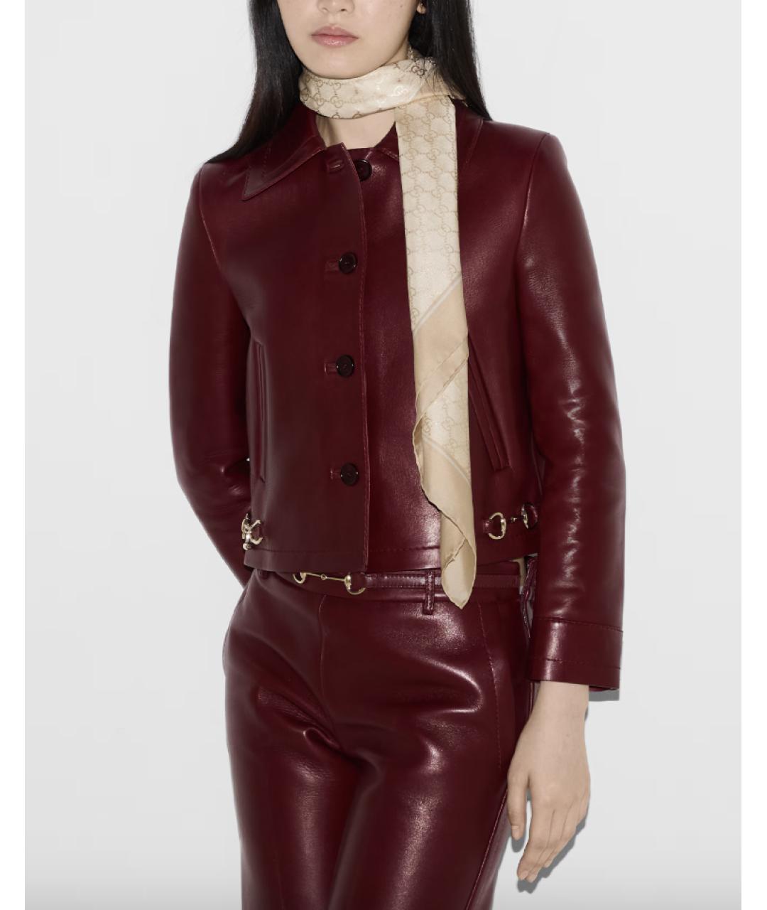 GUCCI Бежевый шелковый платок, фото 2