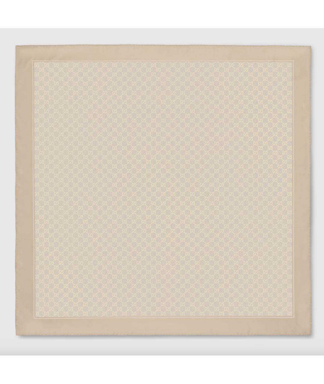 GUCCI Бежевый шелковый платок, фото 3